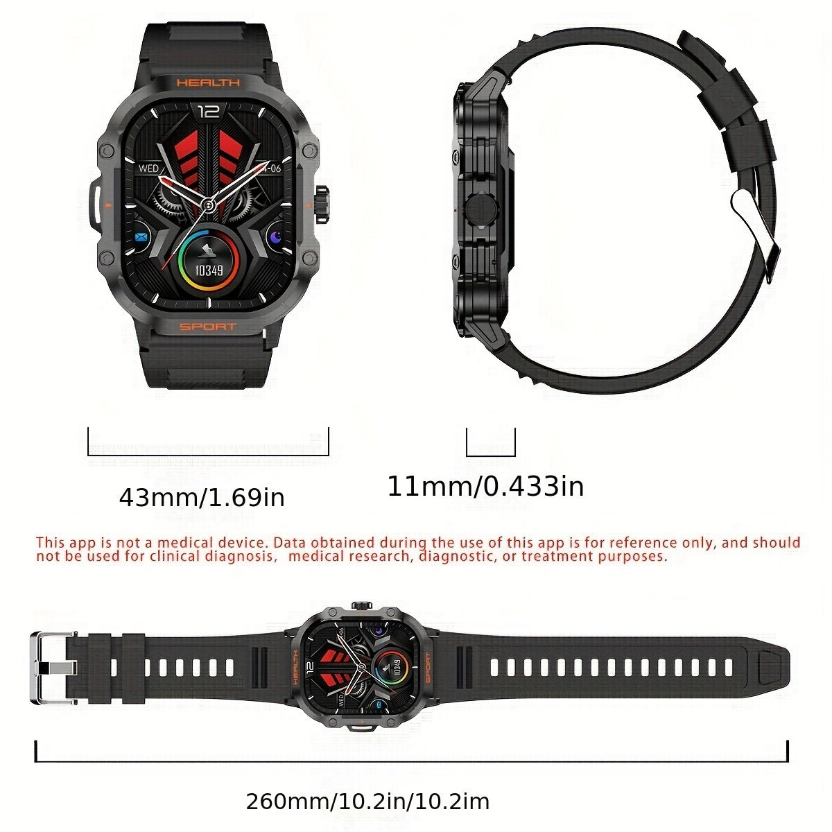 SENBONO 2024 New AMOLED Smart Watch For Men, Outdoor Tactical Sports Watch, 5.11cm HD Full Touch Screen, Men Wireless Make And Answer Call Watch, Custom Watch Faces, Multiple Sport Mode Sport Smartwatch For Men, More Function