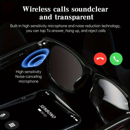 SENBONO New Smart Glasses Music Headset Wireless Headphone Driving Glasses Outdoor Sport Calling Music With HD Smart Glasses Earphone Stereo Dual Speaker Touch Wireless Glasses Headphone, Gift For Men Women