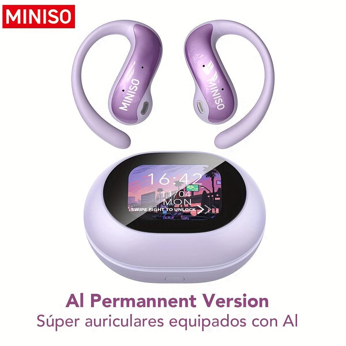 [MINISO MS188 AI Translator] MINISO MS188 AI Language Translation In Ear Headphones | Support 150 Languages, Intelligent High-definition Touch Screen, Real-time Headphone Translator, High-definition Sound Quality, Ultra Long