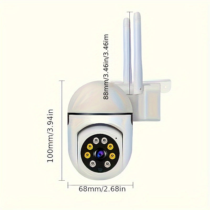 Spherical safety camera, motion detection, color night vision, alarm push, 1080P wireless Wi Fi smart home safety camera, 355 ° panoramic monitoring camera, intelligent motion detection, two-way audio, only 2.4GHz, Wi Fi cam
