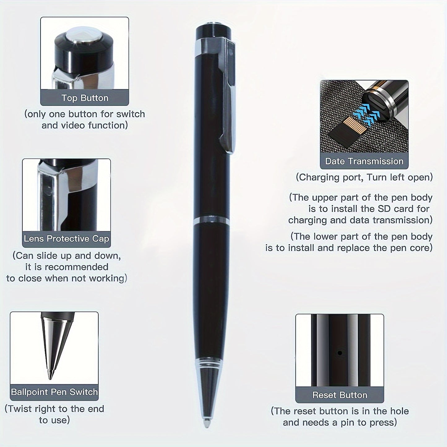 Mini Portable 1080p Wearable Camera Recorder, Touch Control, Rechargeable Battery, Local Recording, Perfect For Conference, Business Or Study Meetings