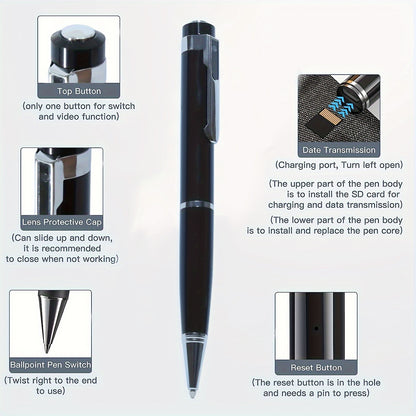 Mini Portable 1080p Wearable Camera Recorder, Touch Control, Rechargeable Battery, Local Recording, Perfect For Conference, Business Or Study Meetings