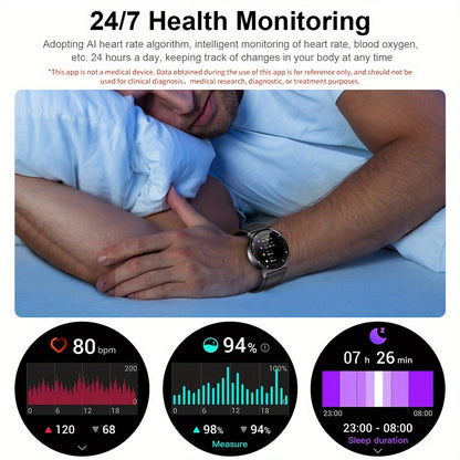 Smart Watch Wireless Call For Women Men, 3.53cm HD Display, Multi Sports Modes, Information Alerts, AI Voice Assistant, Weather Forecast, Sleep Monitoring, Sports Pedometer Watch For Android IOS