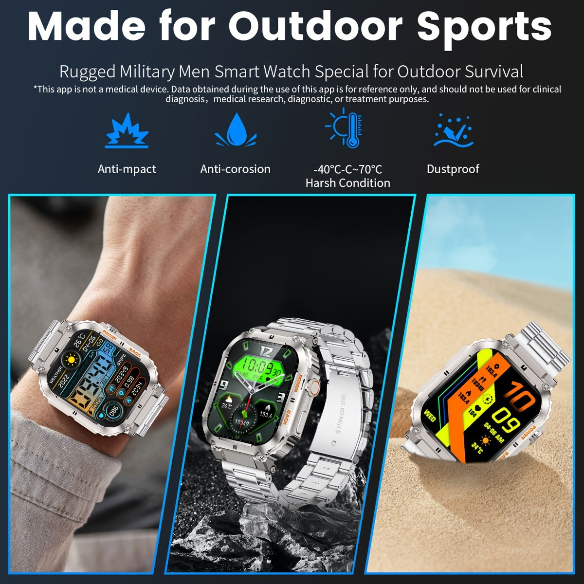 Sports Fitness Smartwatch, Watch Dial/Pedometer/Calorie Consumption/Distance Calculation/Remote Camera/Distance Calculation/Calling/Music/Pedometer Smart Watch For King's Day