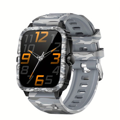 JELLOO Camo Style Smart Watch With Exercise Recording/Voice Assistant/Weather, 4.98cm Smartwatch With Wireless Call(Answer/Make/Reject Calls)/Sport Fitness Tracker With Multi-Sports Mode, For IPhone Android Phone