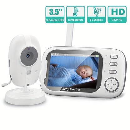 720P Camera, 8.89 cm LCD Screen, Wireless 274.32meter Transmission Video Monitor Range, Auto Night Vision, 2-Way Audio Calling, Temperature Sensor And 8 Lullaby Songs, Editor with Camera, And for