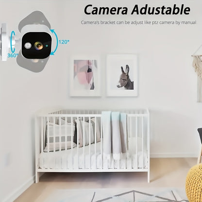 HD Surveillance Camera With Audio, HD Color LCD Video Surveillance Camera, Two-way Voice, Temperature Display, Crying Alarm, Motion Detection, Smart Home Camera, High Capacity Battery, Automatic Switching Of Infrared Night Vi