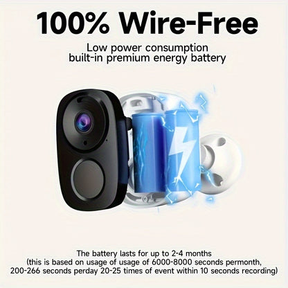 Outdoor Wireless Security Camera, 2K 5mp Video Resolution, 5200mAh Battery Powered CCTV Camera For Home Security, Cloud/SD(up To 256G), No Monthly Fee, AI Motion Detection, Spotlight, Color Night Vision, WiFi, Waterproof, Two