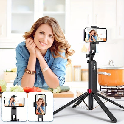 72-Inch Multi-Function Selfie Stick, Four-Leg Camera Tripod, Portable Handheld Gimbal and Stabilizer for Phones Up to 1.85 Meters, Model P185, Lightweight, Expandable, Compatible with iOS and Various Android Phones, Ideal for