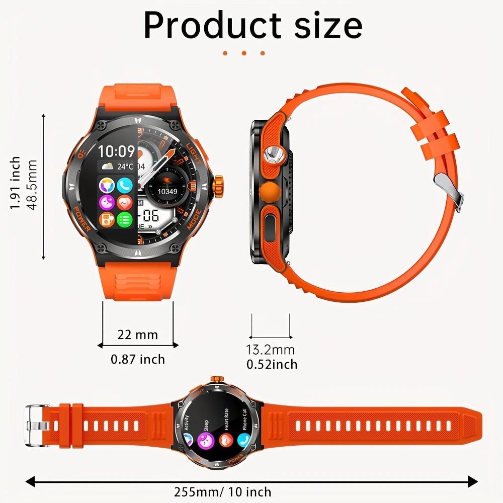 Popular Outdoor Smart Watch For Men Women, 500mAh Extra-Long Battery, With Ultra Powerful Flashlight, Compass, Waterproof Rugged Smartwatch With 1.53-inch Ultra Clear Screen With 360 * 360 Pixels, For Android And IPhone