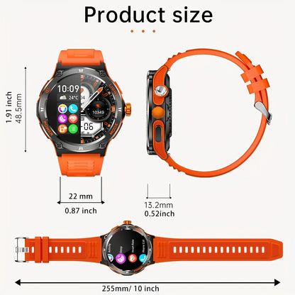 Popular Outdoor Smart Watch For Men Women, 500mAh Extra-Long Battery, With Ultra Powerful Flashlight, Compass, Waterproof Rugged Smartwatch With 1.53-inch Ultra Clear Screen With 360 * 360 Pixels, For Android And IPhone
