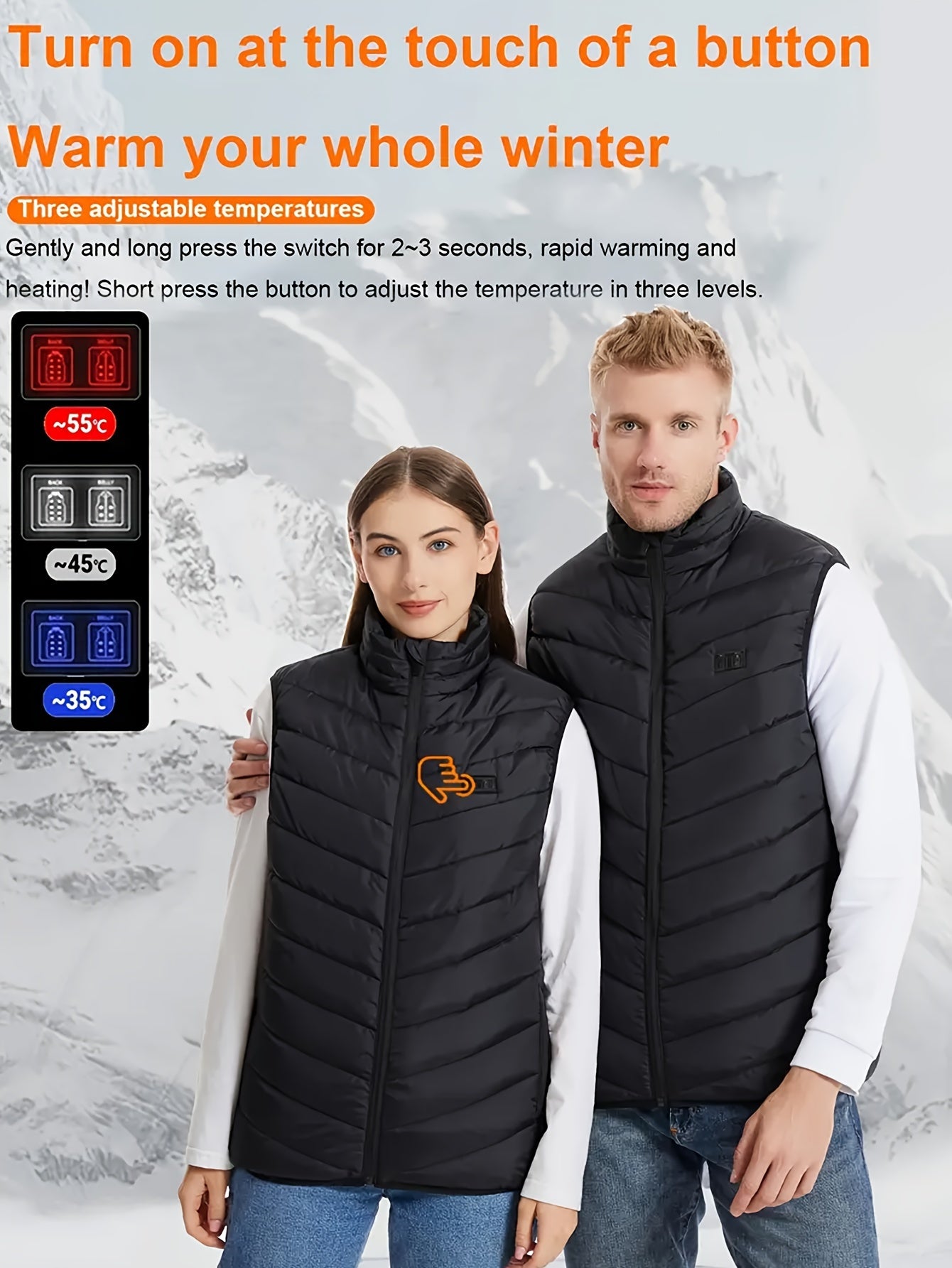 Men's 15 Heating Areas Smart Electric Heated Vest, Washable USB Rechargeable Constant Temperature Outdoor Vest For Winter (Battery Bank Not Included)