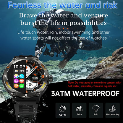 Popular Outdoor Smart Watch For Men Women, 500mAh Extra-Long Battery, With Ultra Powerful Flashlight, Compass, Waterproof Rugged Smartwatch With 1.53-inch Ultra Clear Screen With 360 * 360 Pixels, For Android And IPhone